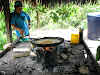 Bread cooking over the firepit