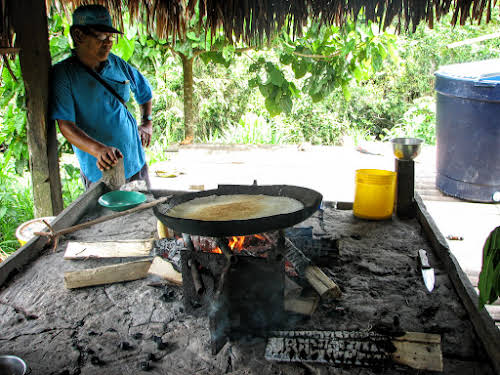 Bread cooking over the firepit