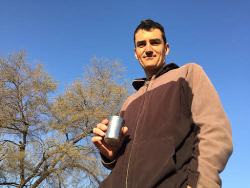 India. Rajasthan Thar Desert Camel Trek. Bruno enjoying his fresh cup of chai