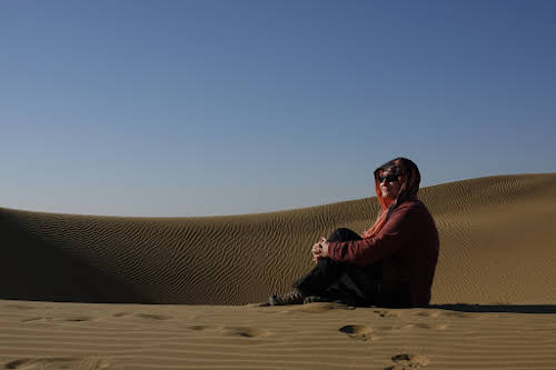India. Rajasthan Thar Desert Camel Trek. Enjoying the peace and quiet of the Thar Desert