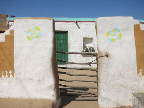 India. Rajasthan Thar Desert Camel Trek. Neat house and entrance yard