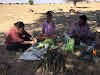 India. Rajasthan Thar Desert Camel Trek. Team work preparing lunch