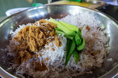 Indonesia. Bali Cooking Class. Mix for the Dadar Gulung filling