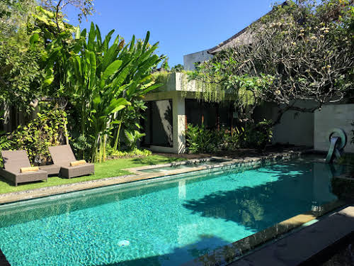 Indonesia. Bali Cooking Class. Private pool by our kitchen at The Amala Hotel