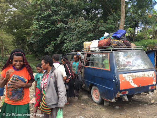 Indonesia. Papua Baliem Valley Trekking. Bemo Bus To the Trailhead