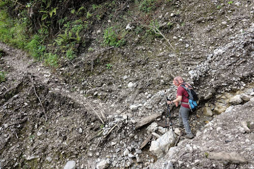 Bare foot of western tourist after trekking with hiking boots in West Papua  highlands and bare foot of his papuan guide who walked the same paths  barefoot, Baliem Valley, Wamena, Indonesia Photos