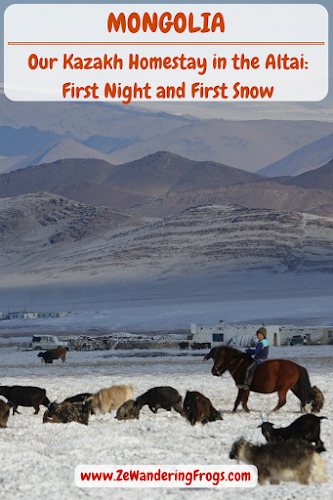 #Mongolia // Our #Kazakh #Homestay in the #Altai: First night and first #snow - The snow was falling hard and limited our visibility to only a few meters. It had barely taken us 30 minutes to drive from Olgii, in the Mongolian Bayan province, to the small town of Sagsai, even though our destination to our Kazakh family homestay was only a few kilometers away... // #AdventureTravel by Ze Wandering Frogs