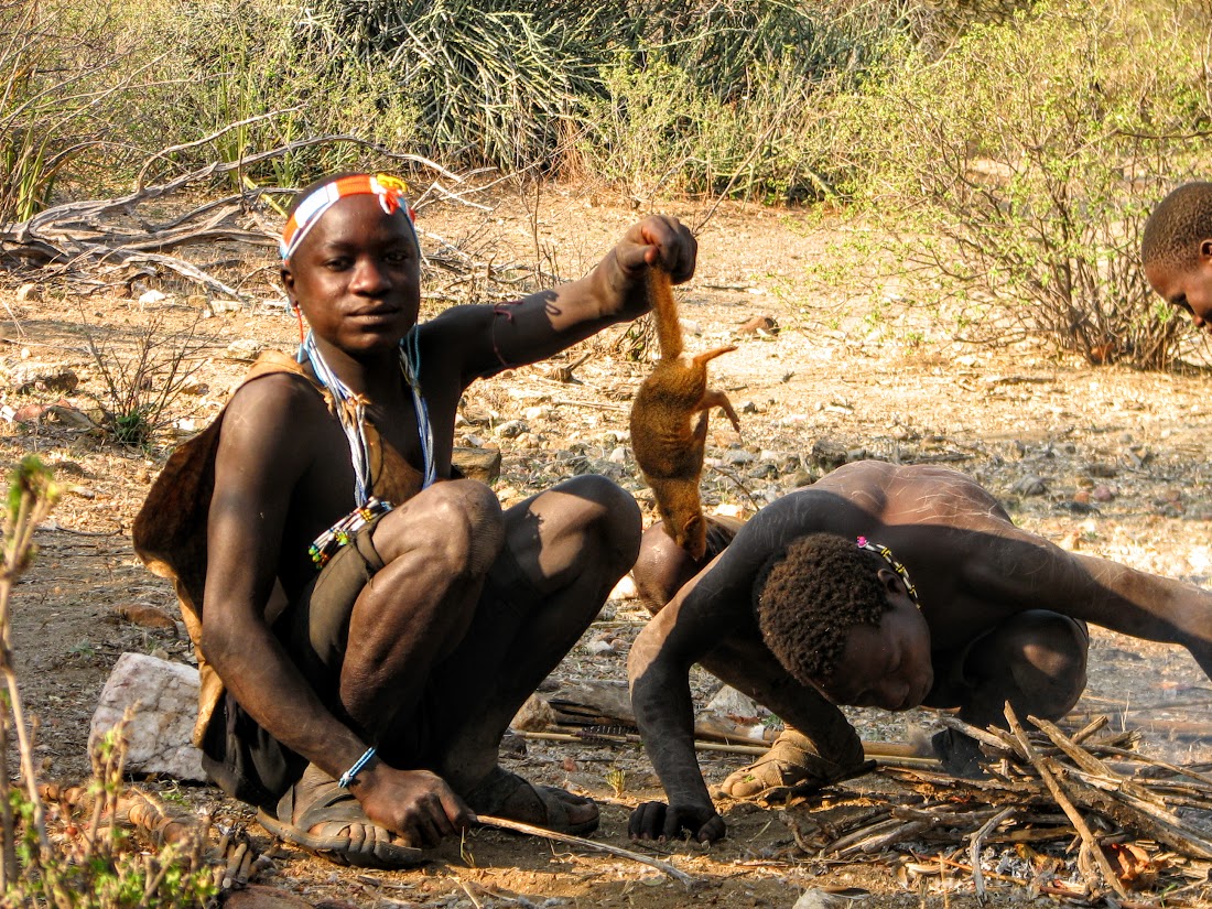 Hunter about to prepare the mongoose